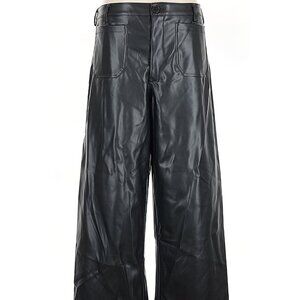 Wide leg high waisted leather pants